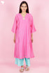 Chanderi Silk Kurta And Pant Set With Gold Block Print